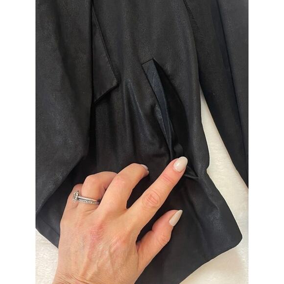 Alice + Olivia Goat Leather Jacket Size XS Draped Waterfall Open Front - Damaged - Picture 10 of 16